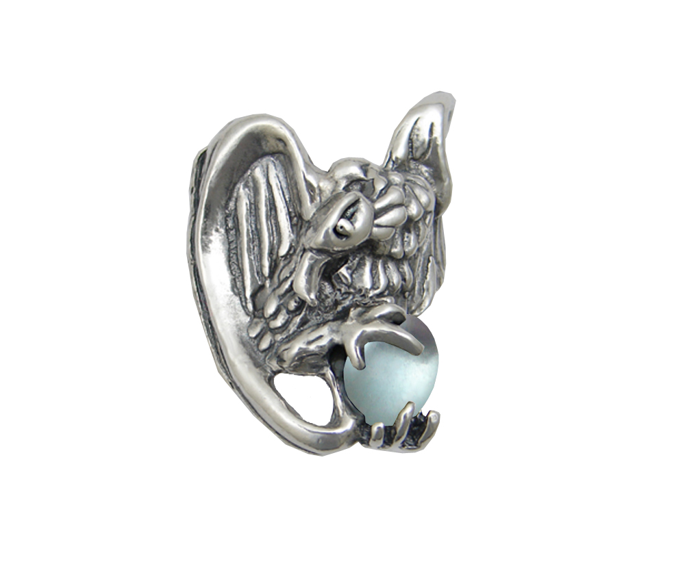 Sterling Silver Heavy Weight Vulture Ring With Blue Topaz Topaz Size 10